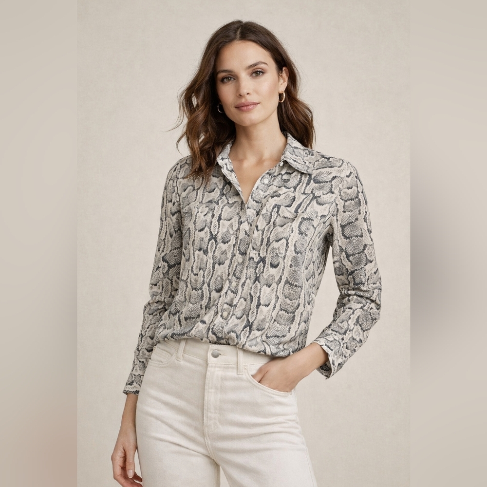 Express Black and White Snakeskin Button Down Shirt